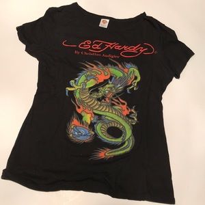 Ed Hardy black top dragon L Christian Audigier